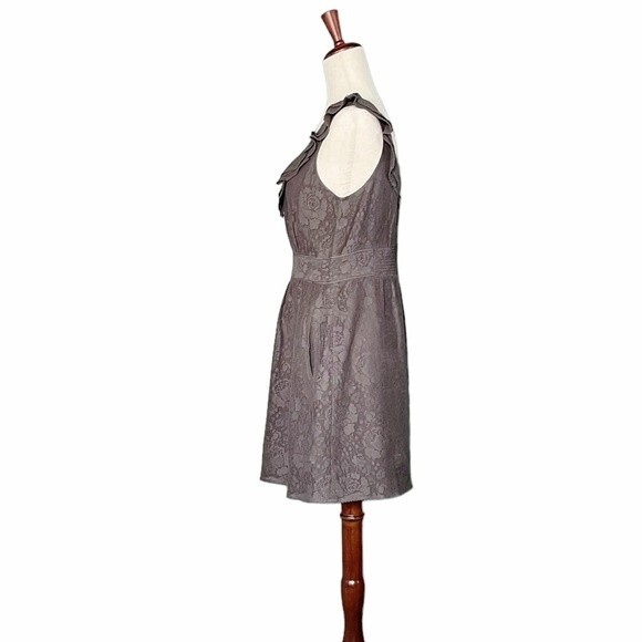 Anthropologie Maeve Dress Women's Size Small Y2K Gray Lace Ruffle Short Sundress - Picture 2 of 15